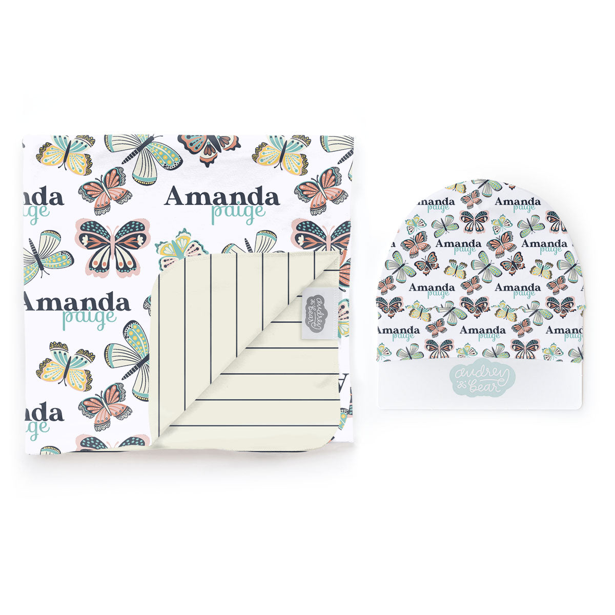 Personalized Swaddle & Hat Set | Flutters