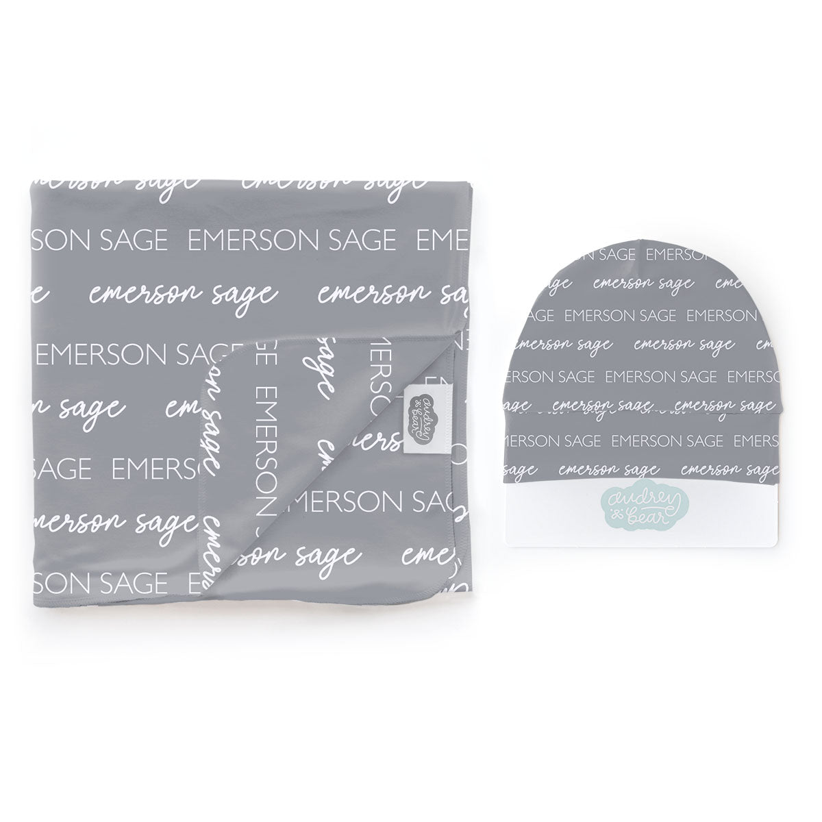 Personalized Swaddle & Hat Set | Classic Multi-Font