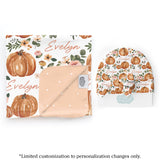 Personalized Swaddle & Hat Set | Autumn Floral (Cate & Rainn Design)