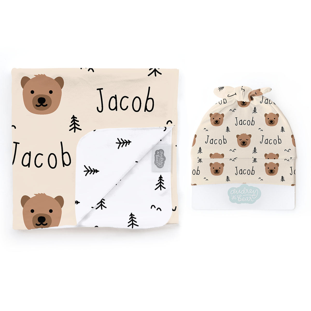 Personalized Swaddle & Hat Set | Bear Necessities