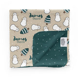 Personalized Swaddle & Hat Set | Evergreen Frost