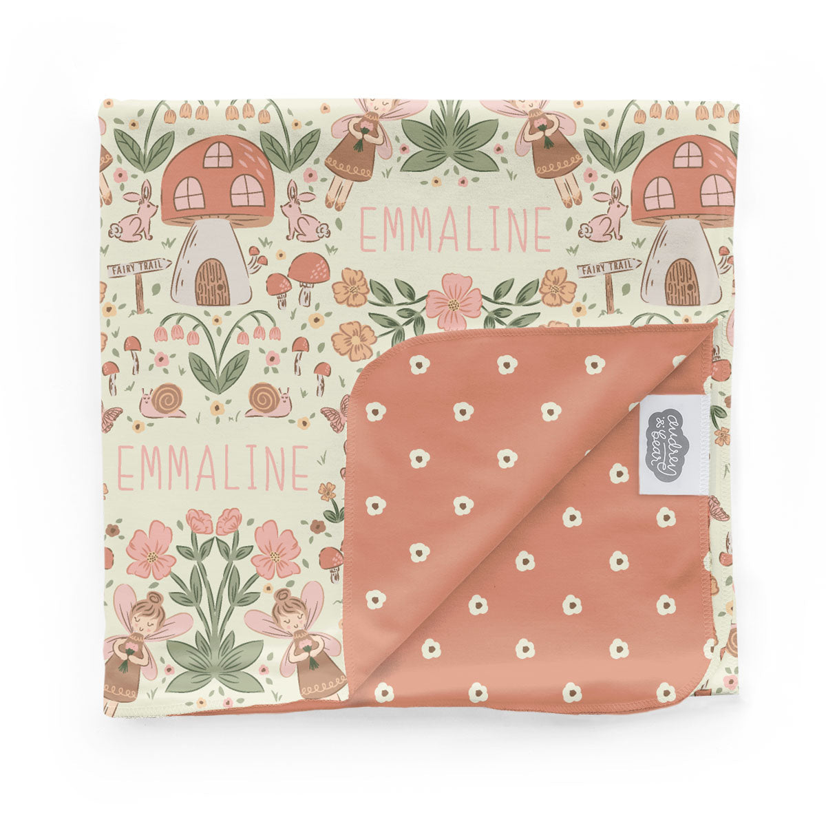 Personalized Swaddle & Hat Set | Fairyland Garden