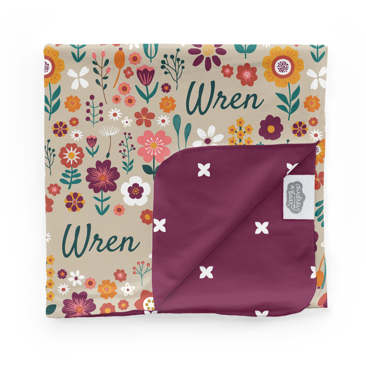 Personalized Swaddle Blanket | Folksy Floral