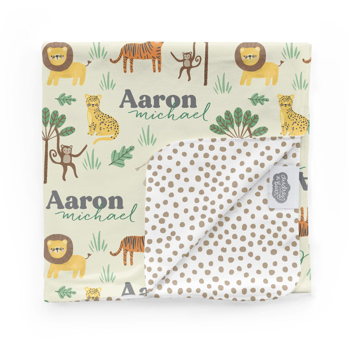 Personalized Swaddle & Hat Set | Jungle Safari