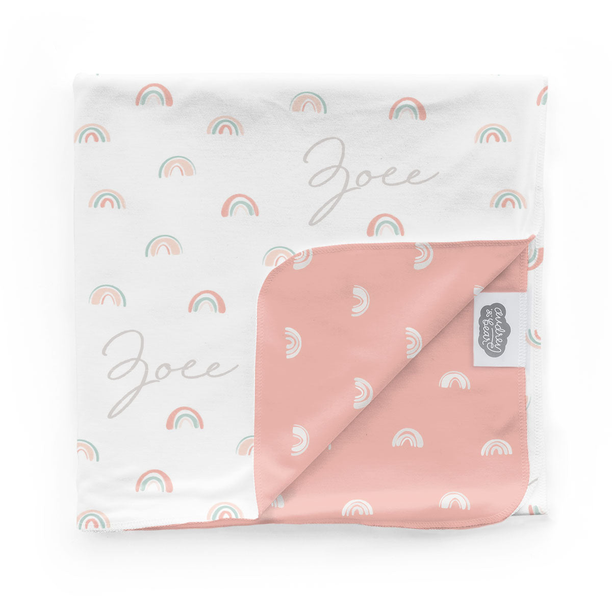 Personalized Swaddle Blanket | Pastel Rainbows