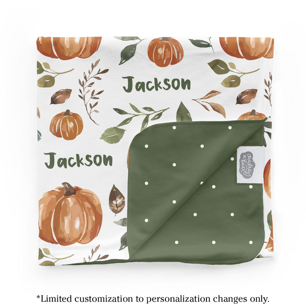 Personalized Swaddle Blanket | Pumpkin Patch (Cate & Rainn Design)