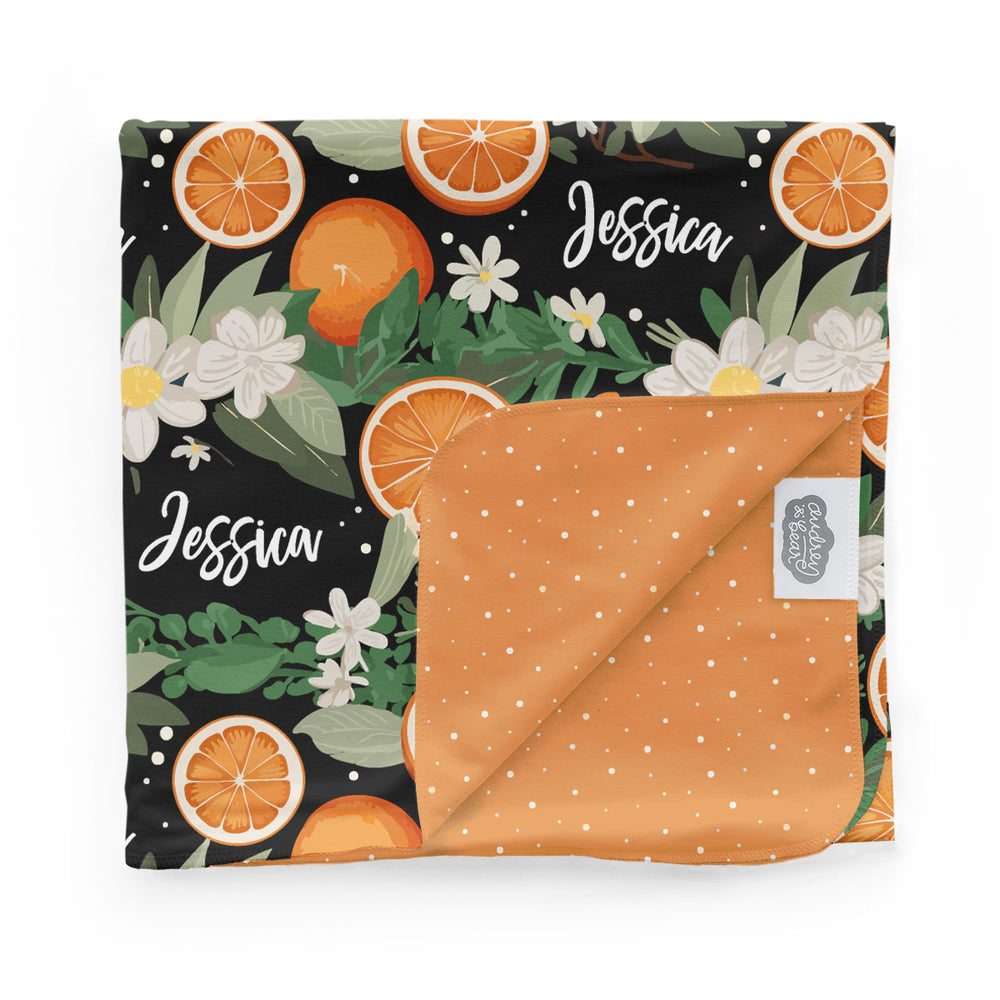 Personalized Swaddle Blanket | Citrus Blossom