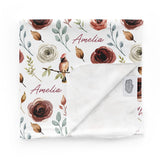 Personalized Swaddle & Hat Set | Autumn Bloom