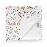 Personalized Swaddle & Hat Set | Candy Cane Lane