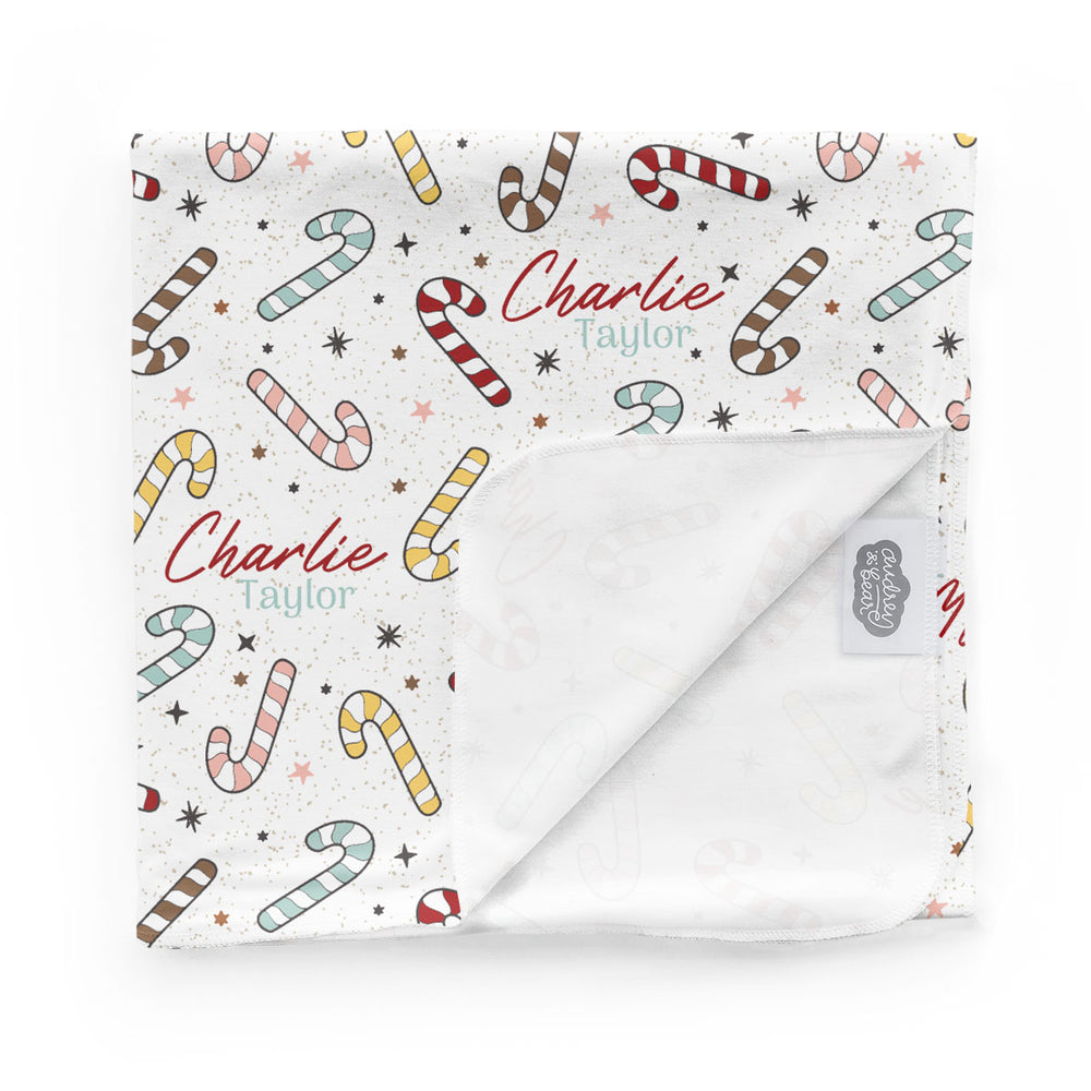 Personalized Swaddle Blanket | Candy Cane Lane