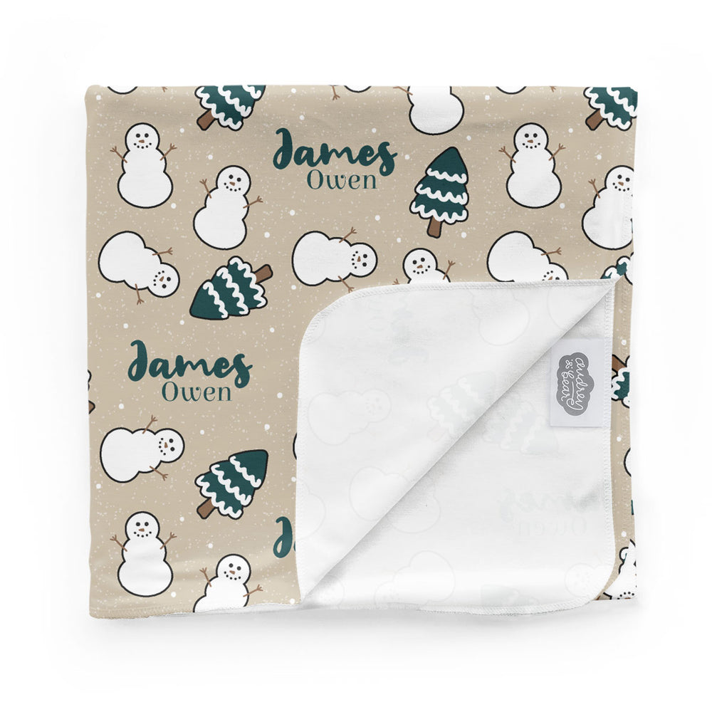 Personalized Swaddle Blanket | Evergreen Frost