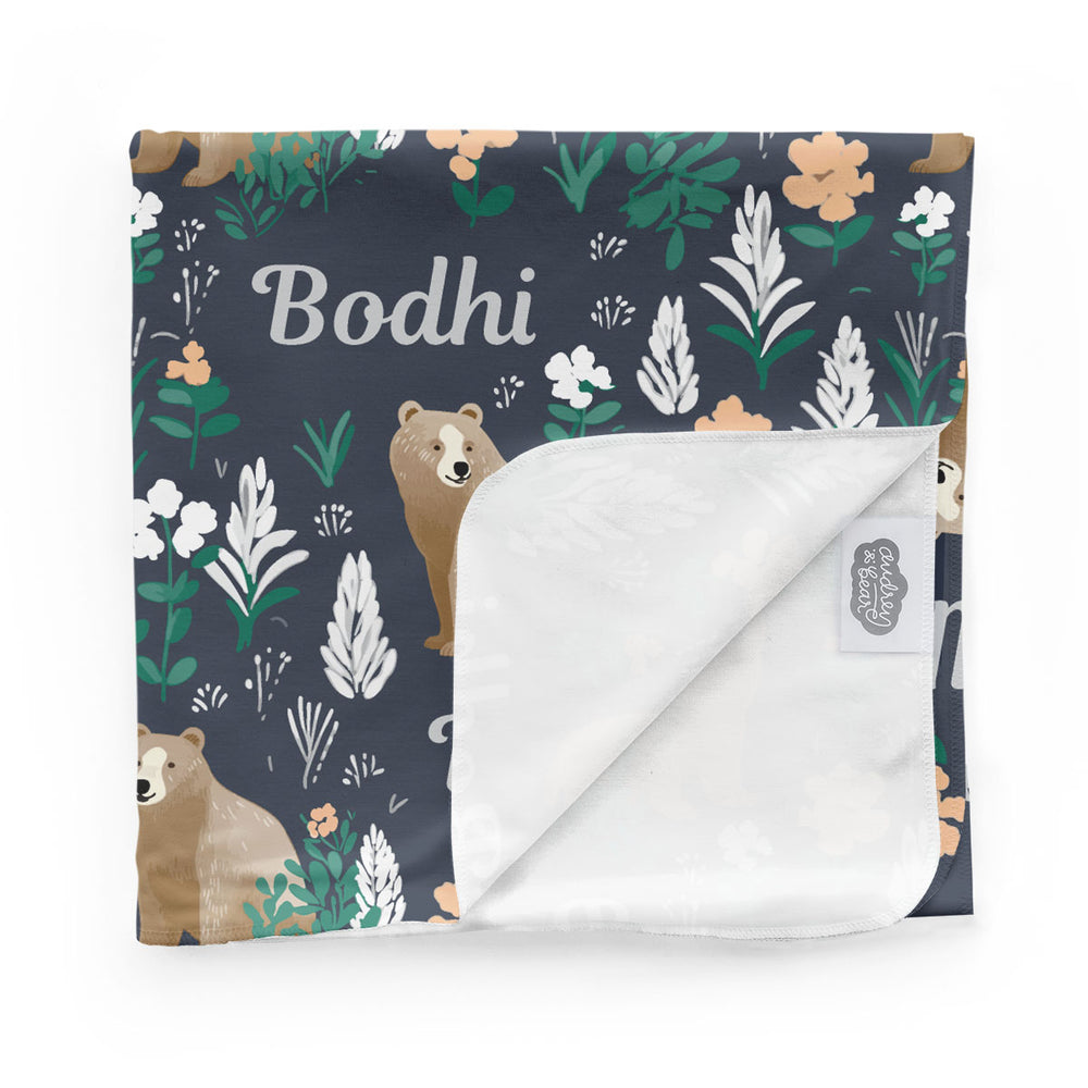 Personalized Swaddle Blanket | Forest Blues