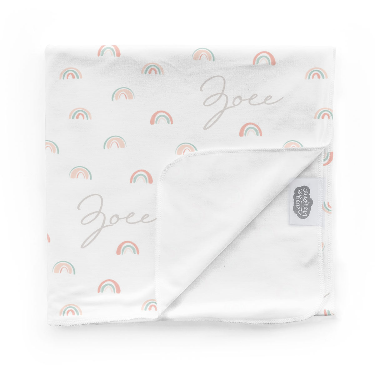 Personalized Swaddle Blanket | Pastel Rainbows