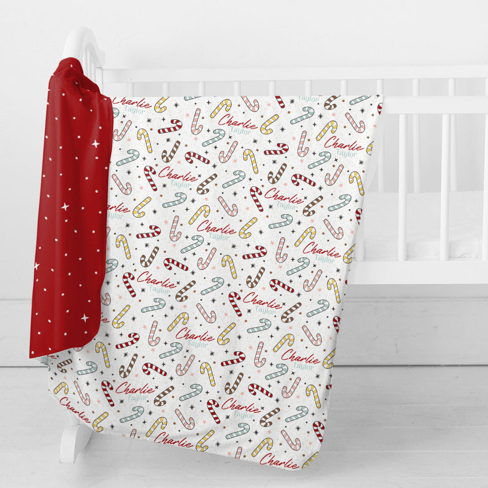 Personalized Swaddle Blanket | Candy Cane Lane