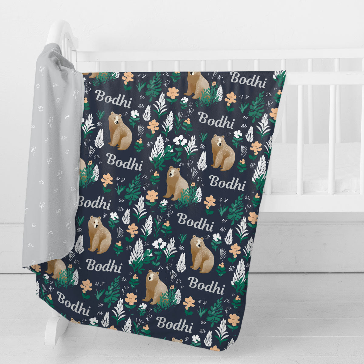Personalized Swaddle Blanket | Forest Blues