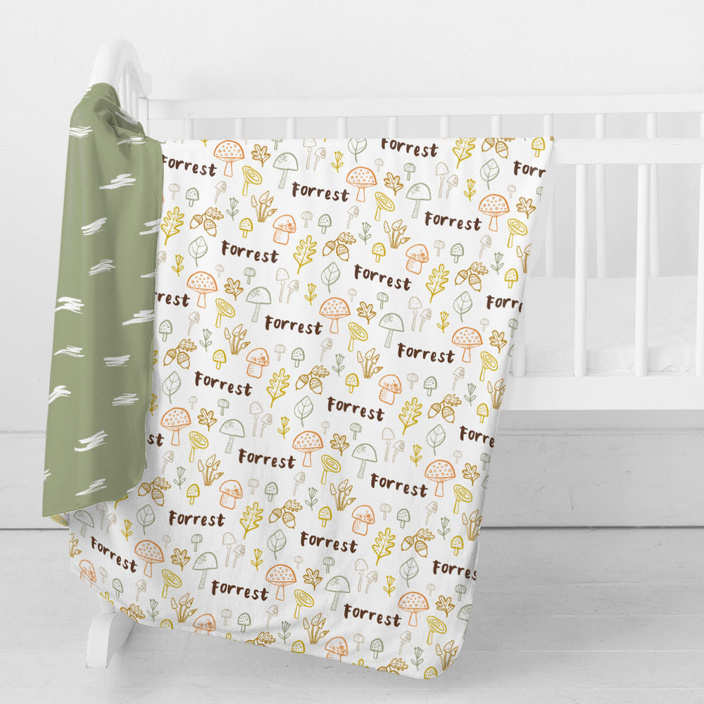 Personalized Swaddle Blanket | Mushroom Doodles