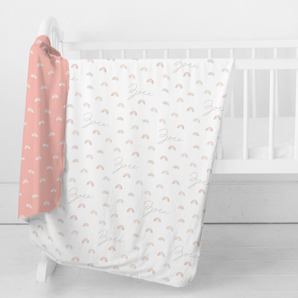 Personalized Swaddle Blanket | Pastel Rainbows