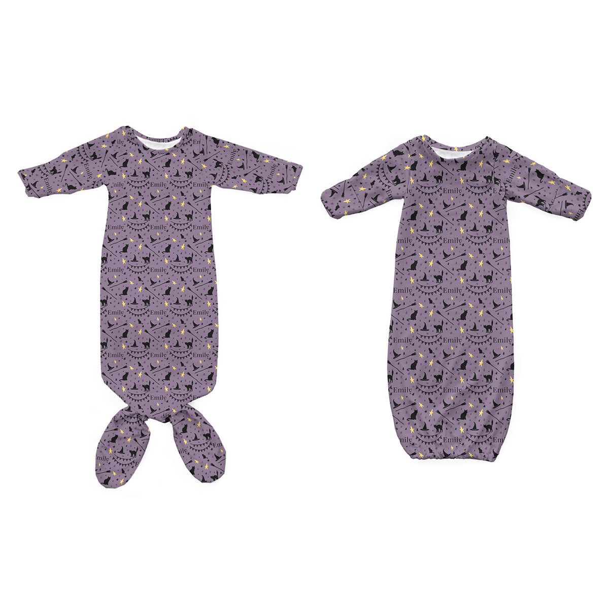 Personalized Newborn Gown | Witches Cat