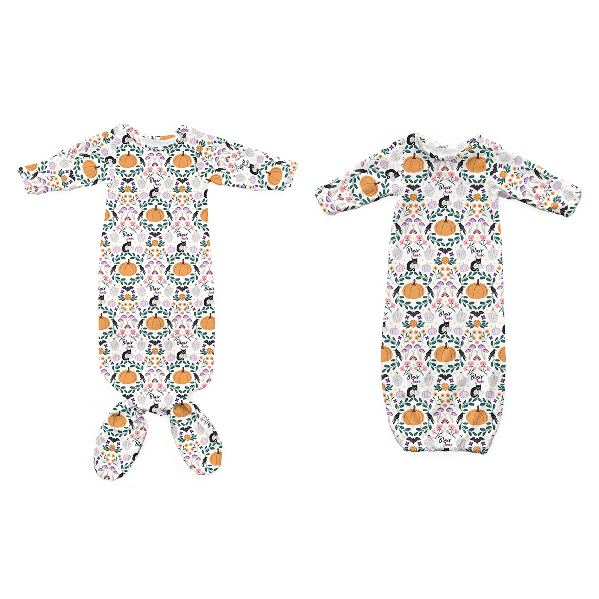 Personalized Newborn Gown | Witchy Wildflowers