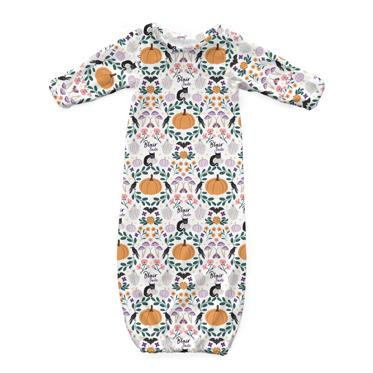 Personalized Newborn Gown | Witchy Wildflowers