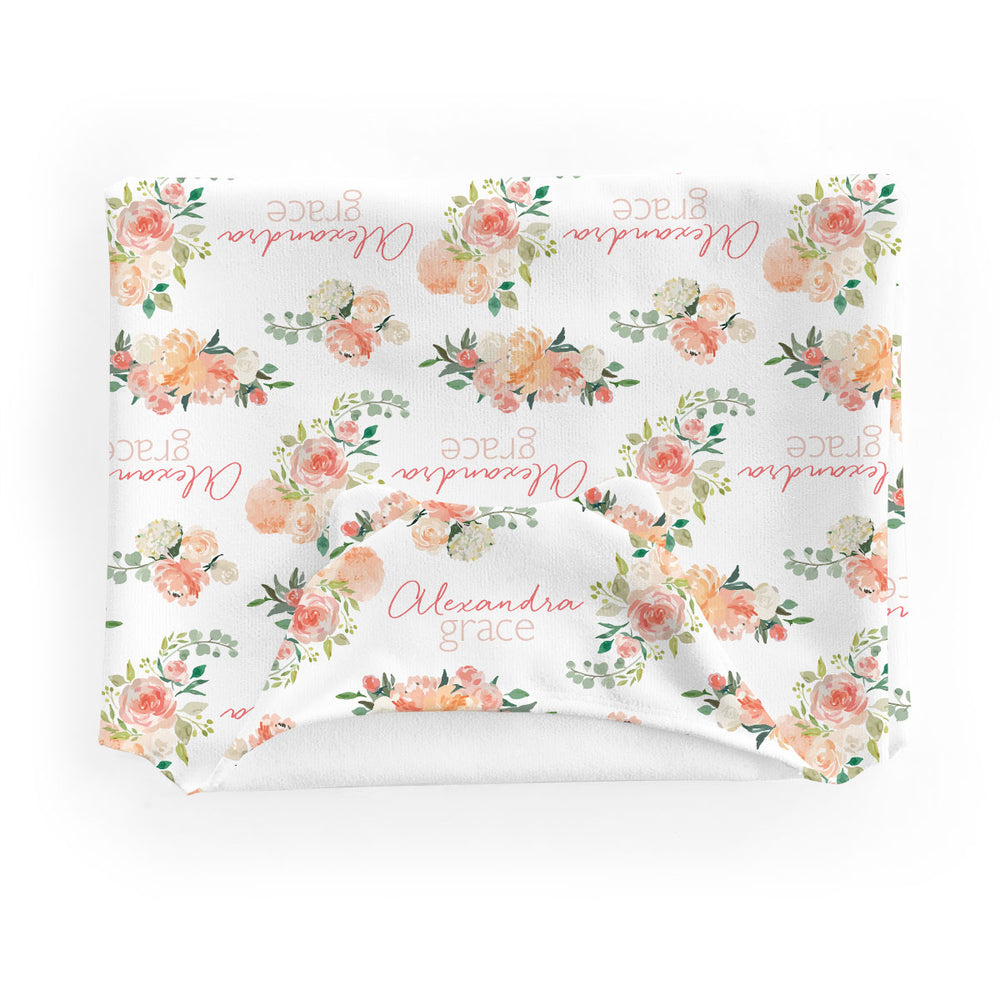 Personalized  Hooded Baby Towels | Springtime Floral