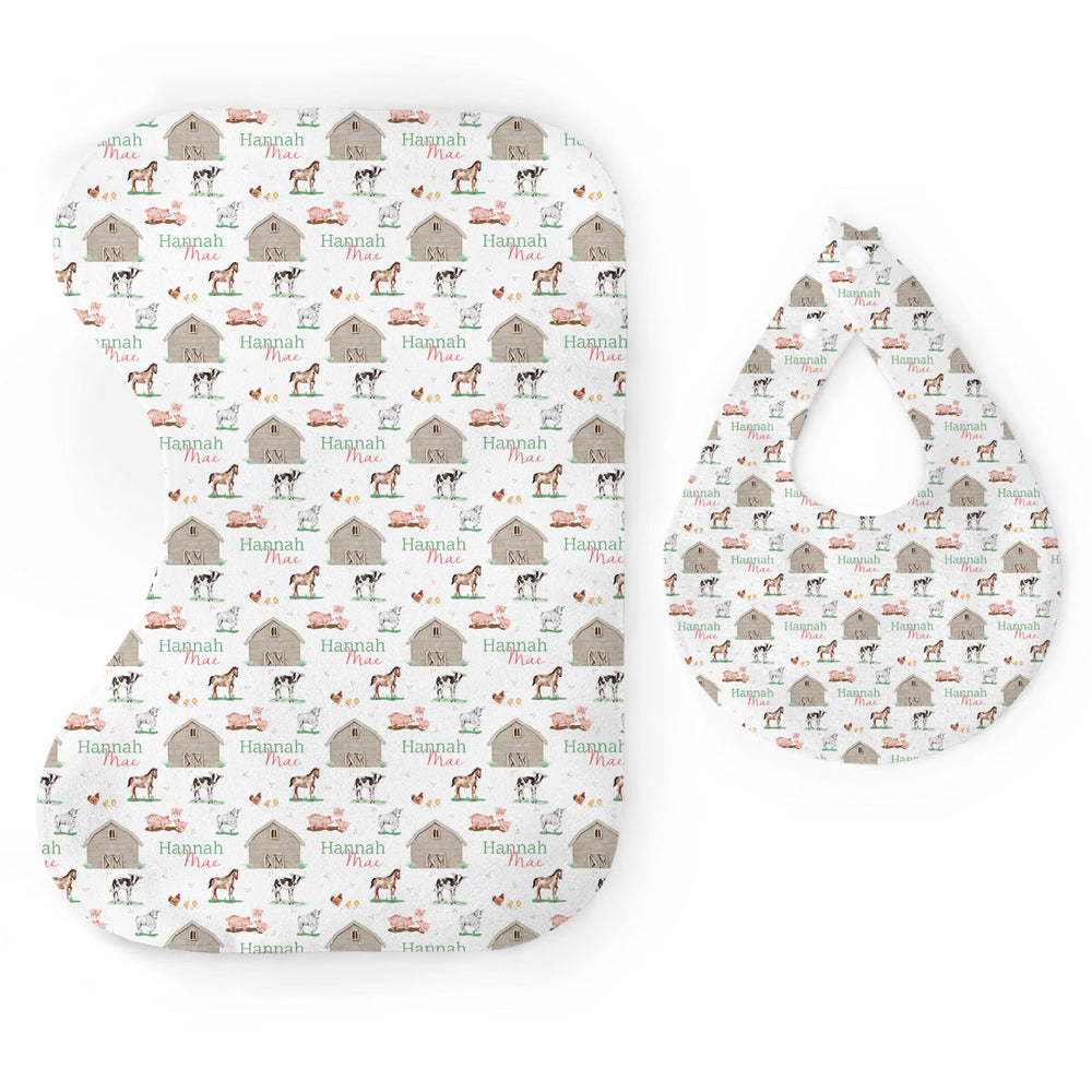 Personalized  Bib & Burp Cloth Set | Baby Animal Days