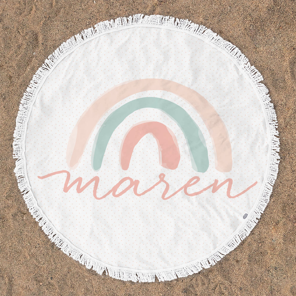 Personalized Round Beach Towel | Over the Rainbow