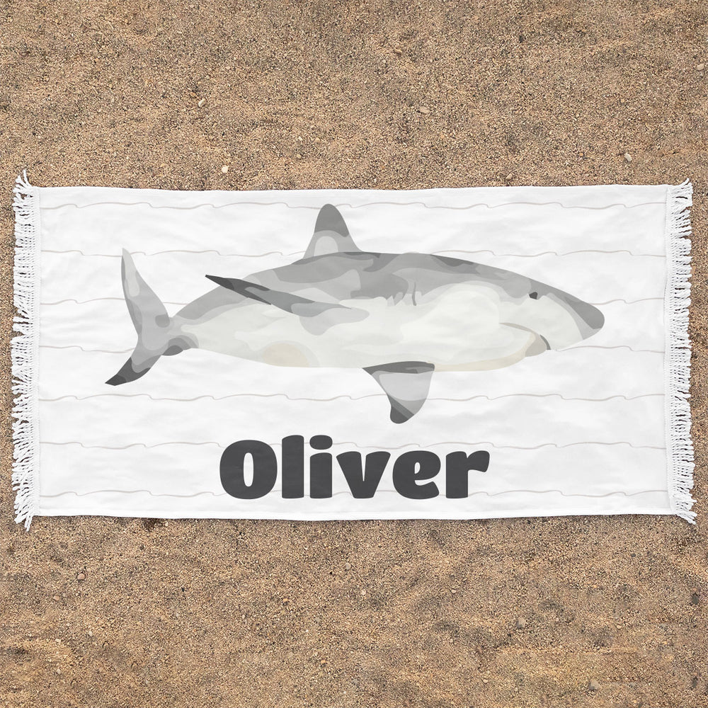 Personalized Rectangle Beach Towel | Shark Attack