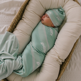 Personalized  Swaddle & Hat Set | Sandy Waves
