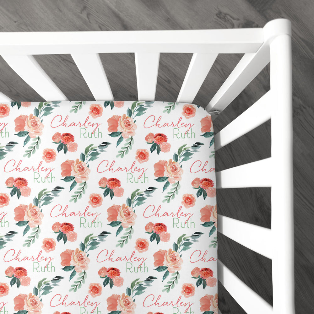 Personalized Crib Sheet | Sweet Blooms