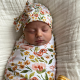 Personalized  Swaddle & Hat Set | Spring Tulip