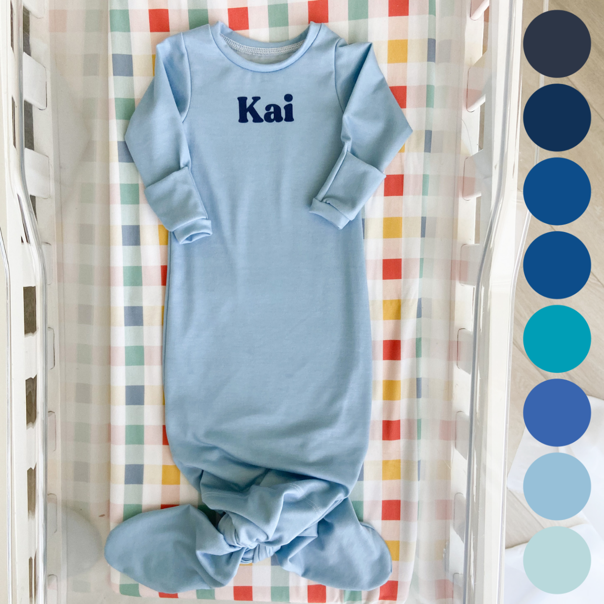 Personalized Newborn Gown | Blues