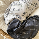 Personalized  Swaddle & Hat Set | Blueberry Blossoms