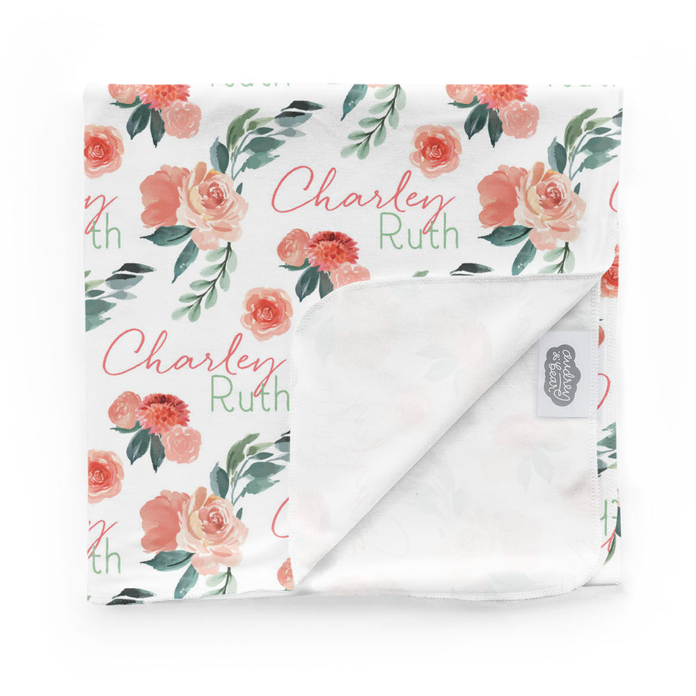Personalized Swaddle Blanket | Sweet Blooms