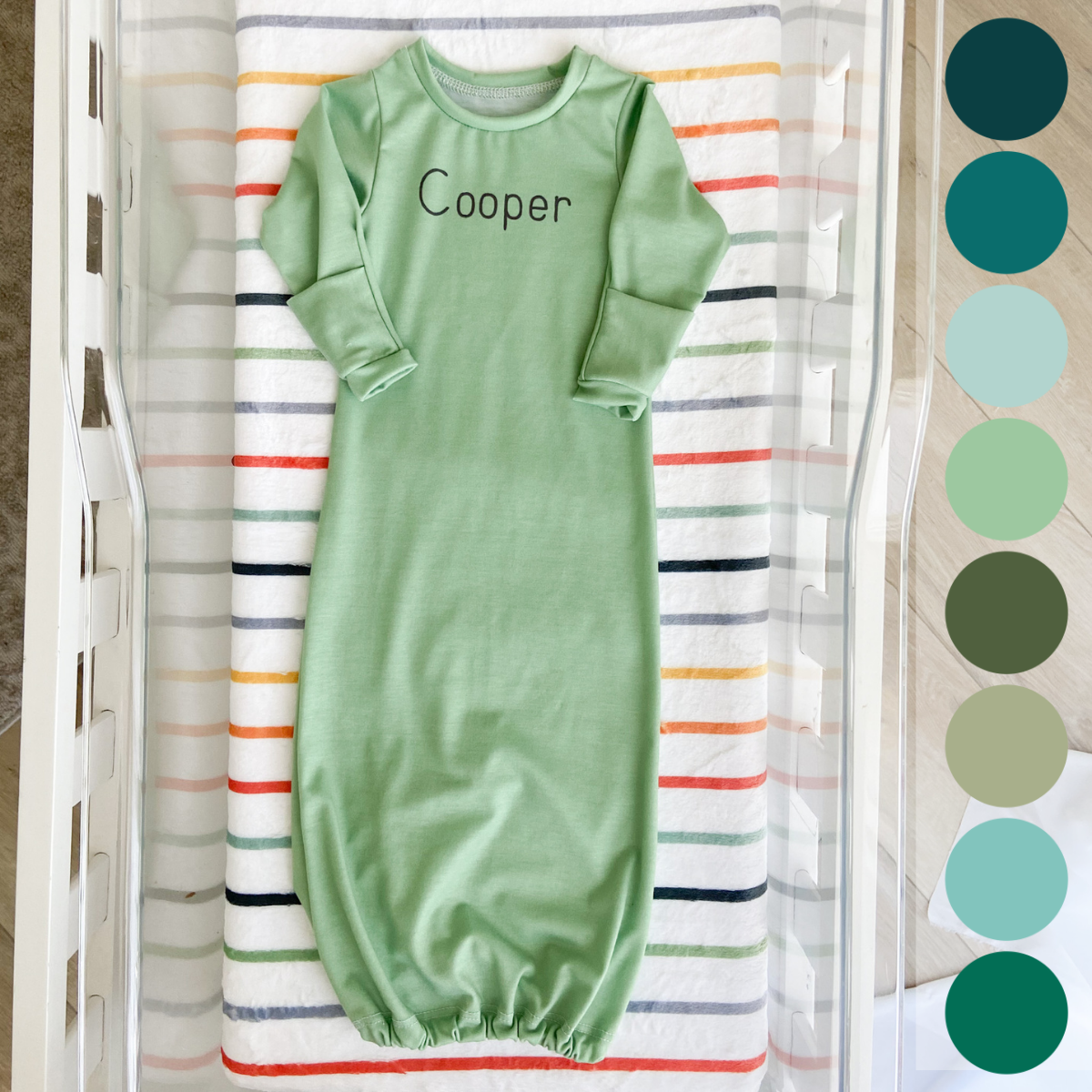 Personalized Newborn Gown | Greens