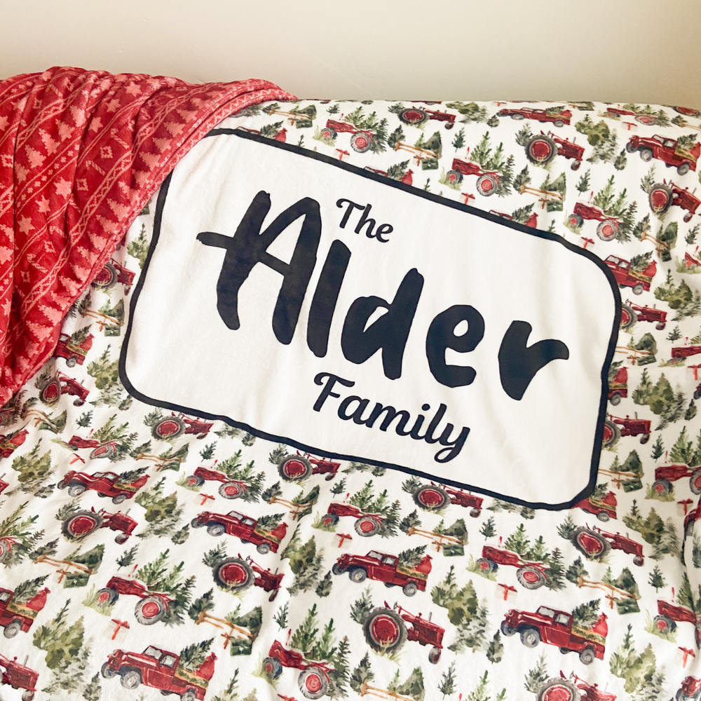 Personalized Minky Family Name Blanket | Tree Farm