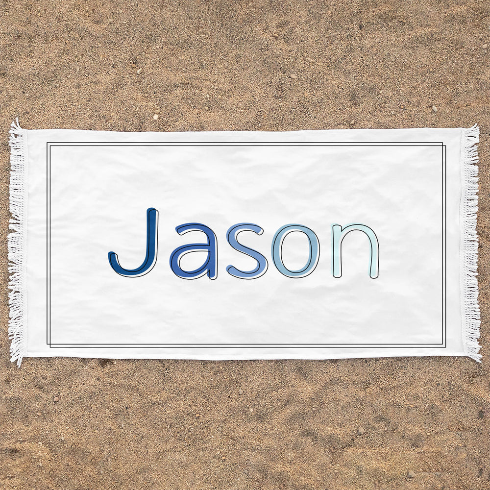 Personalized Rectangle Beach Towel | Sketchy Ombre Name