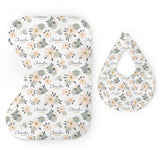 Personalized  Bib & Burp Cloth Set | Blooming Spring