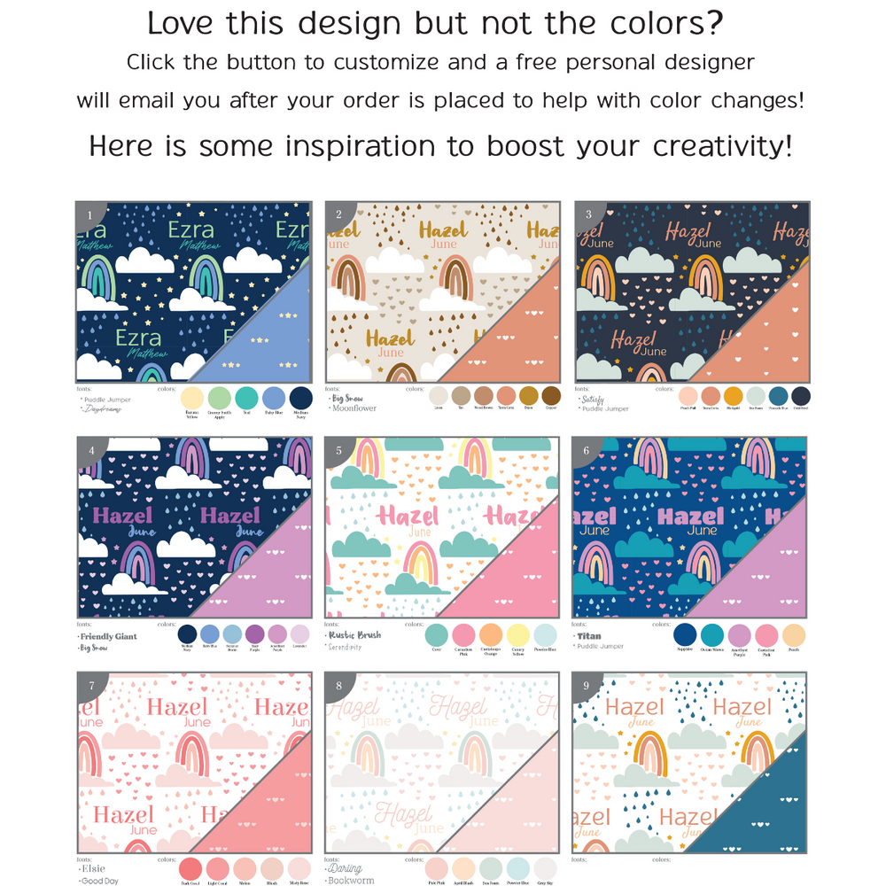 Personalized Crib Sheet | Rainbow Wishes
