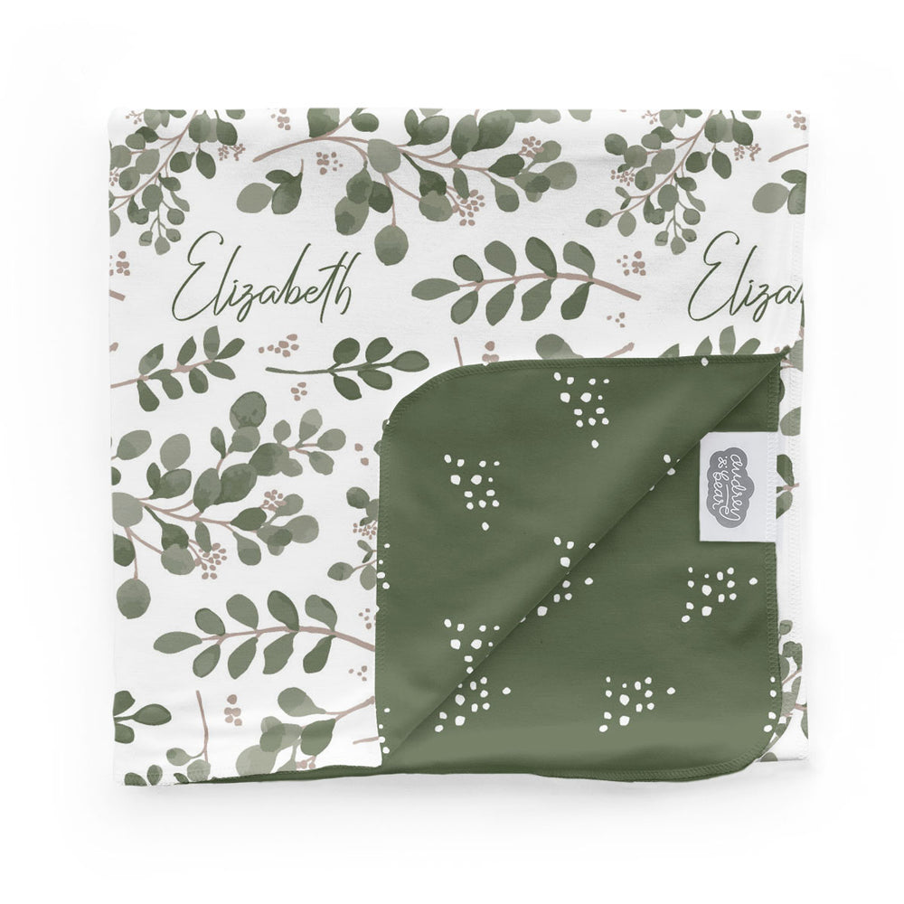 Personalized Swaddle Blanket | Farmhouse Greenery