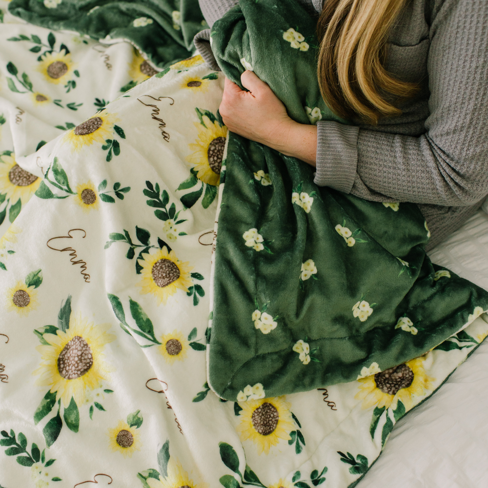 Personalized Minky  Blanket | Sweet Sunflowers