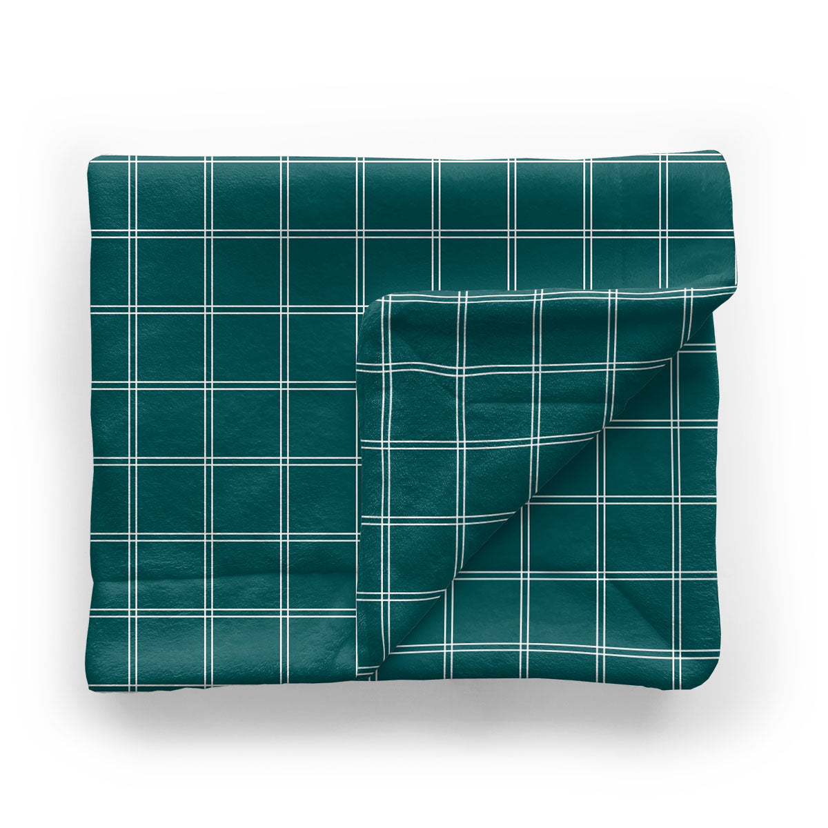 Kids Minky Blanket | Dark Teal Modern Plaid