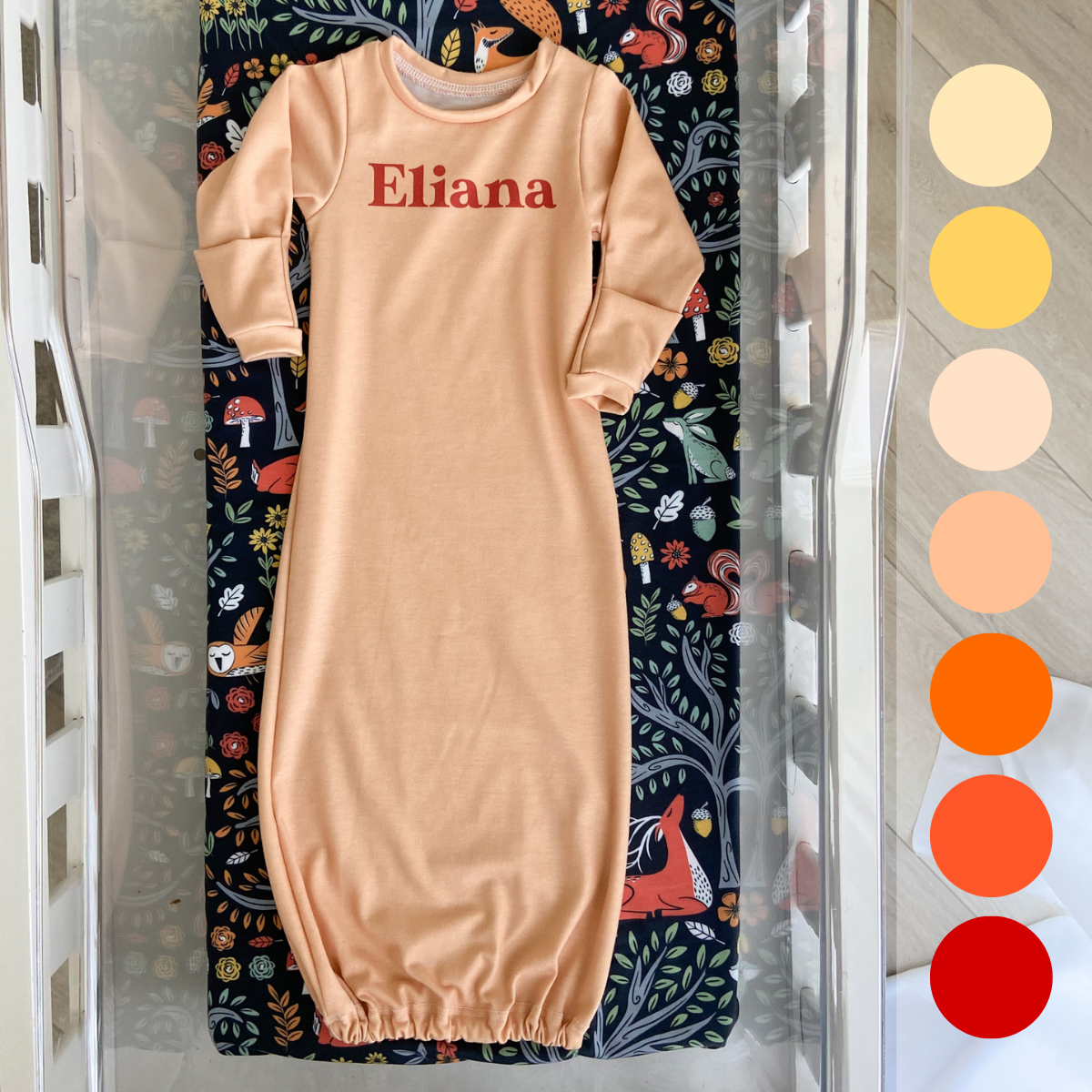 Personalized Newborn Gown | Sunset Colors