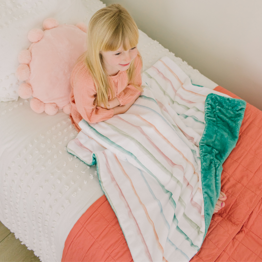 Personalized Minky  Blanket | Rainbow Stripes