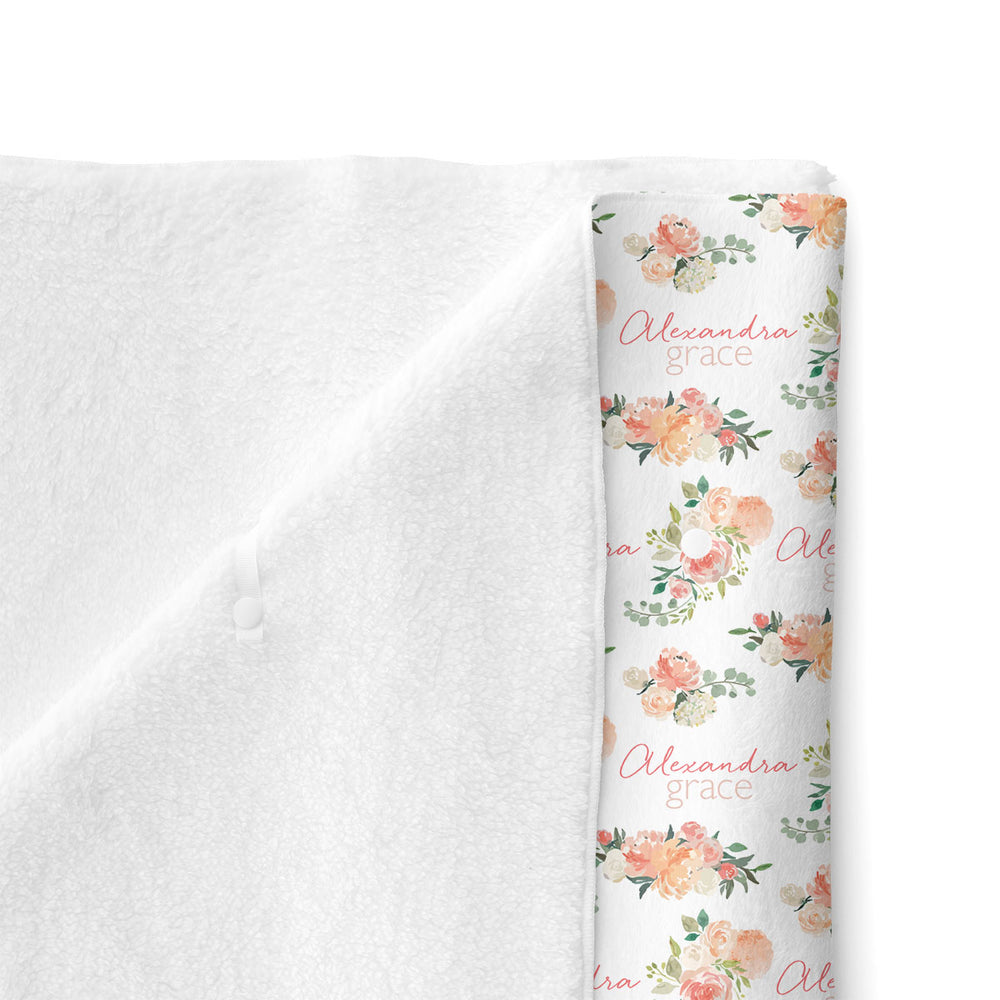 Personalized Minky Stroller Blanket | Springtime Floral