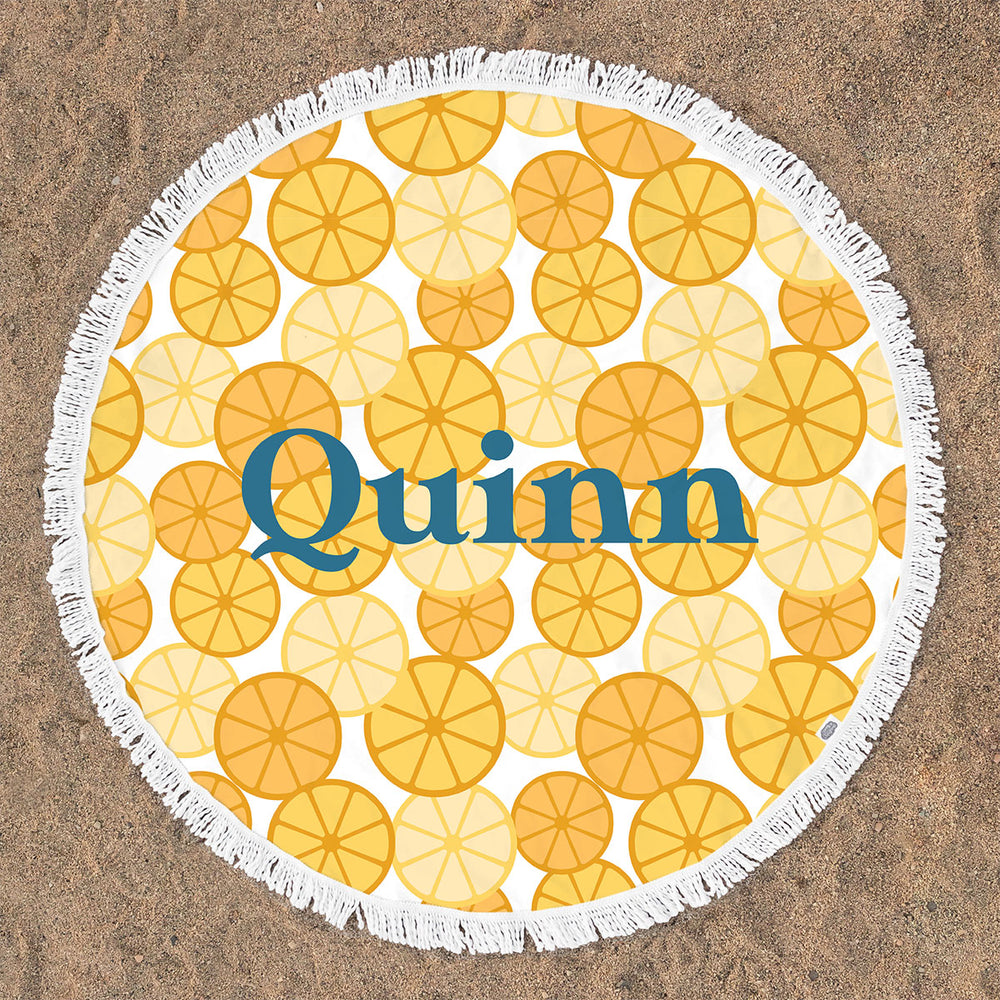 Personalized Round Beach Towel | Citrus Burst by Amy Tucker