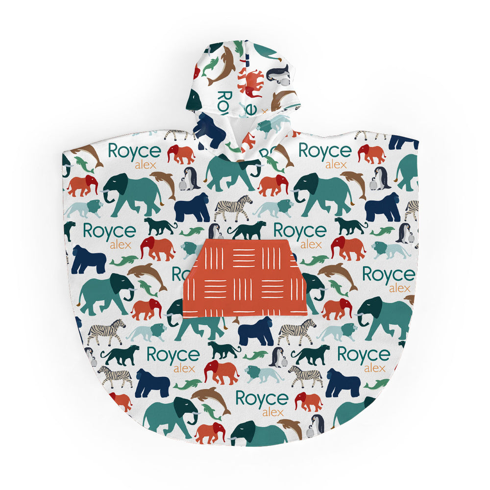 Personalized  Hooded Poncho Towel | At the Zoo