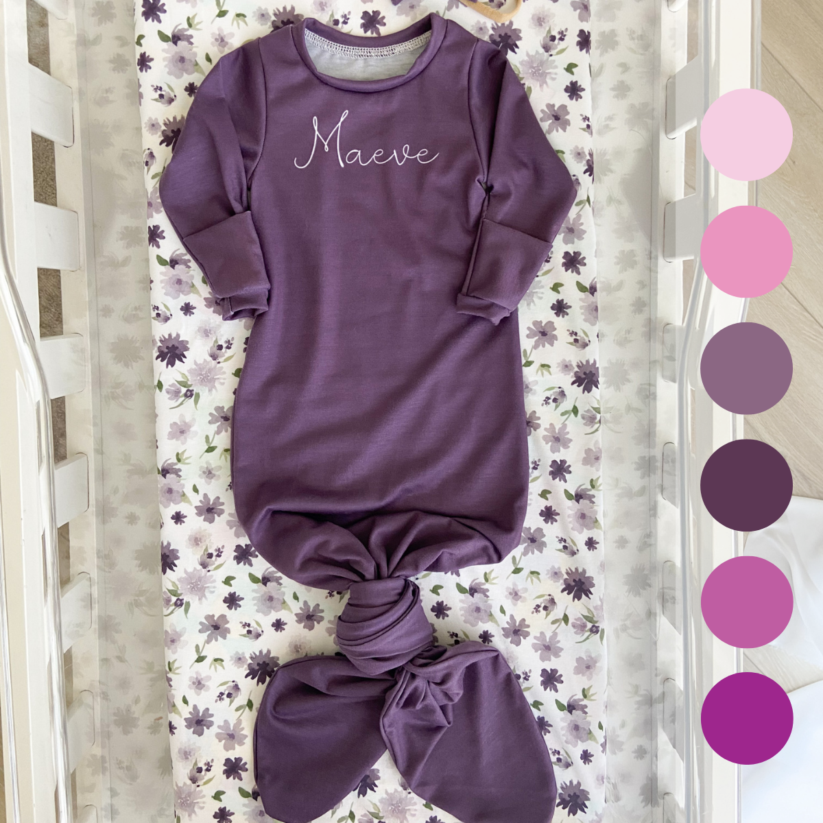 Personalized Newborn Gown | Purples