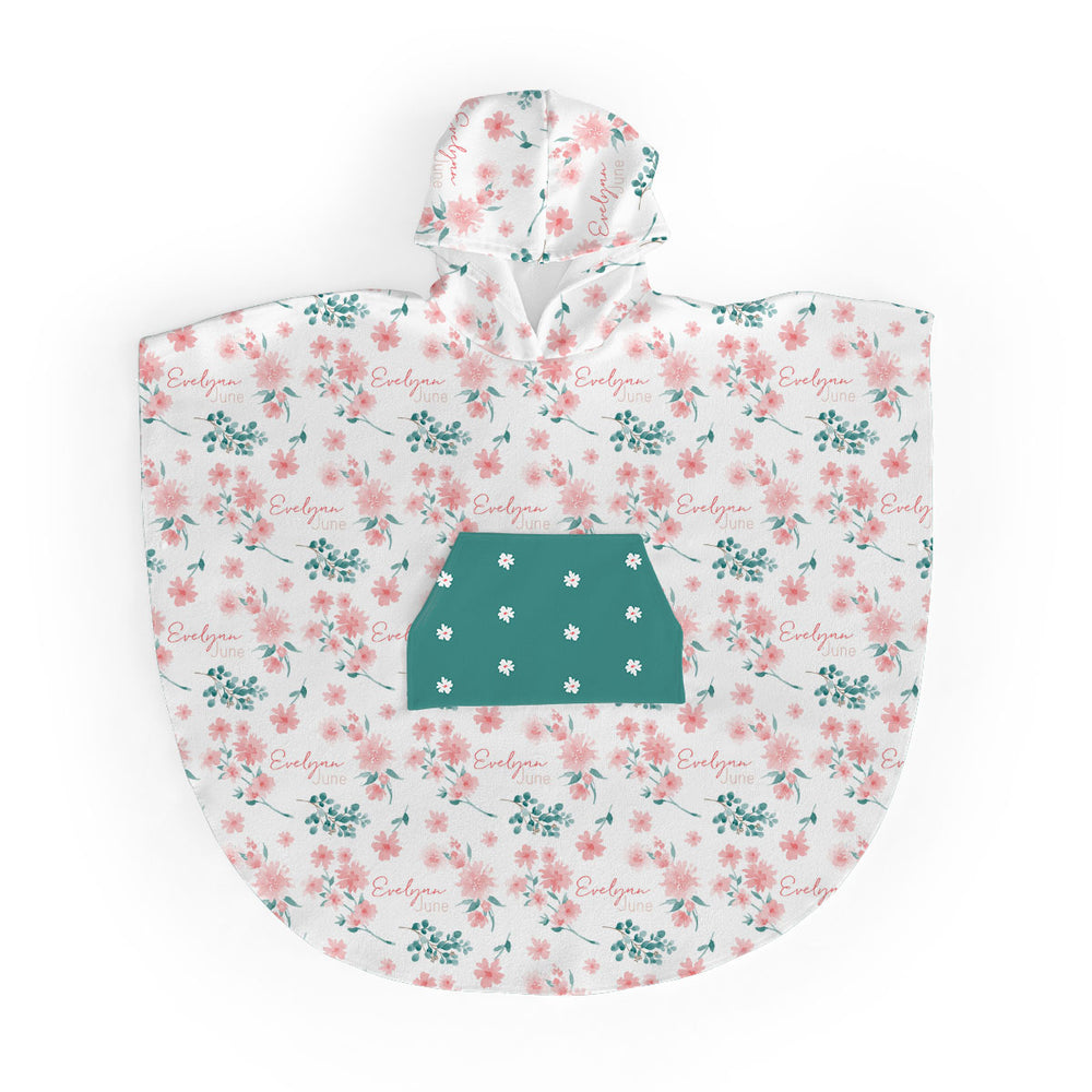 Personalized  Hooded Poncho Towel | Beautiful Blossoms