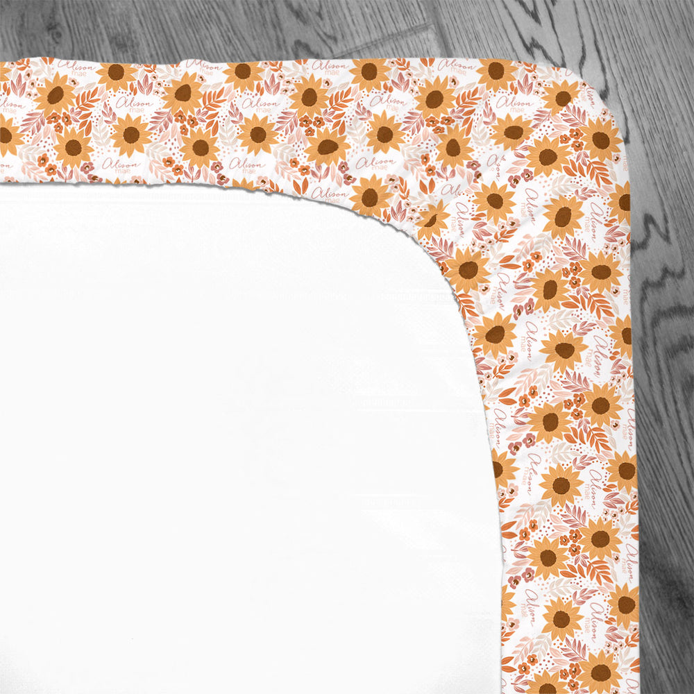 Personalized Crib Sheet | Summer Sunflower